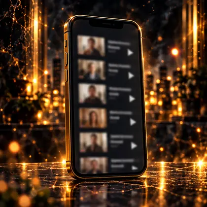 Un celular con la lista de lecciones en vídeo.
